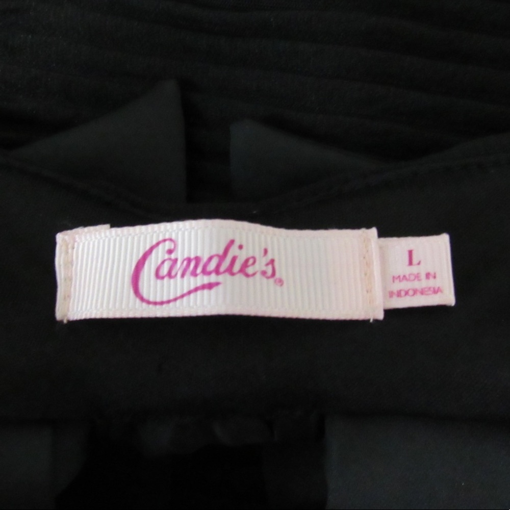 Candie’s Pleaded Black Dress With Back Bow Large - Picture 6 of 8
